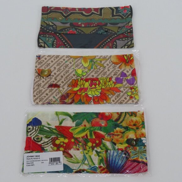 Johnny Was Adult One Size OSFM Silk Charmeuse Multicolor Floral Face Masks NEW - Picture 8 of 8